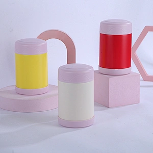 300ml 450ml vacuum insulated double wall stainless steel food flask with plastic lid and bottom
