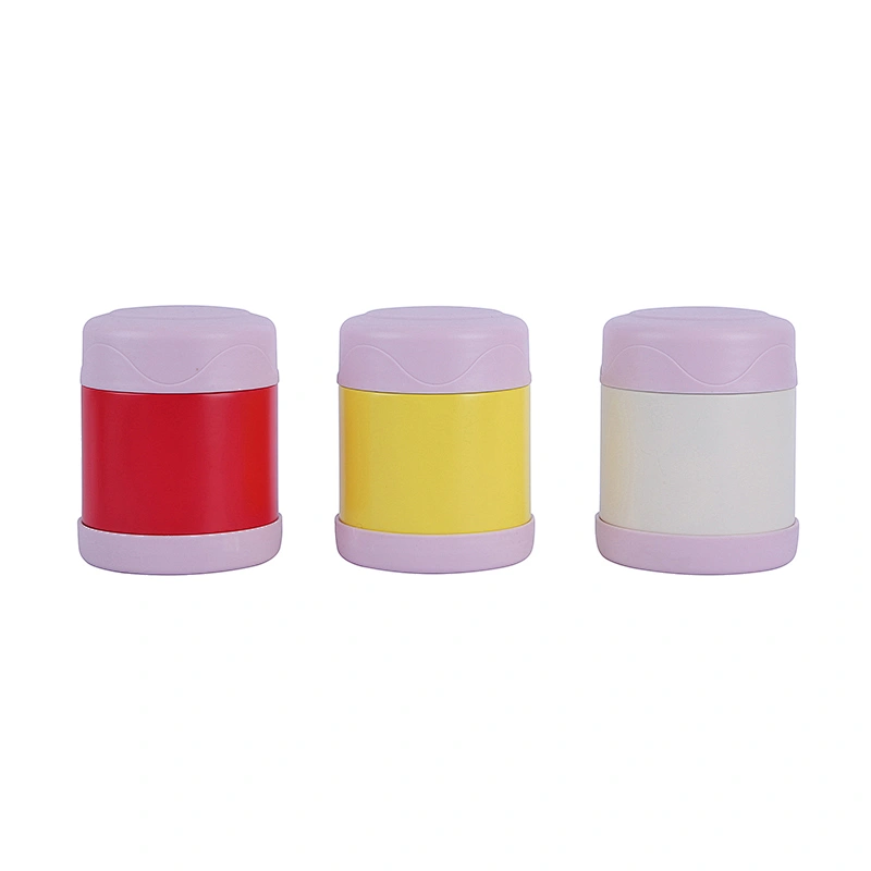 300ml 450ml vacuum insulated double wall stainless steel food flask with plastic lid and bottom