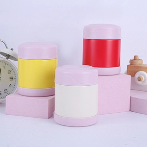 300ml 450ml vacuum insulated double wall stainless steel food flask with plastic lid and bottom