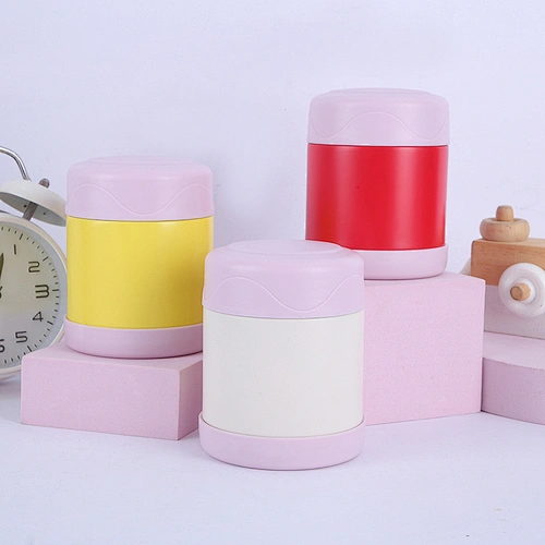 300ml 450ml vacuum insulated double wall stainless steel food flask with plastic lid and bottom